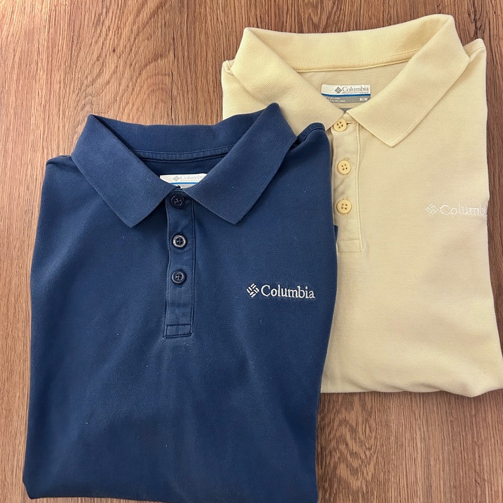 Columbia  Men’s Polo Shirts (2) Blue and Yellow